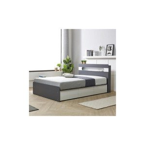 수납침대 신혼 그레이 화이트 LED 조명 오피스텔 이사 연수원 편안한 심플 자취